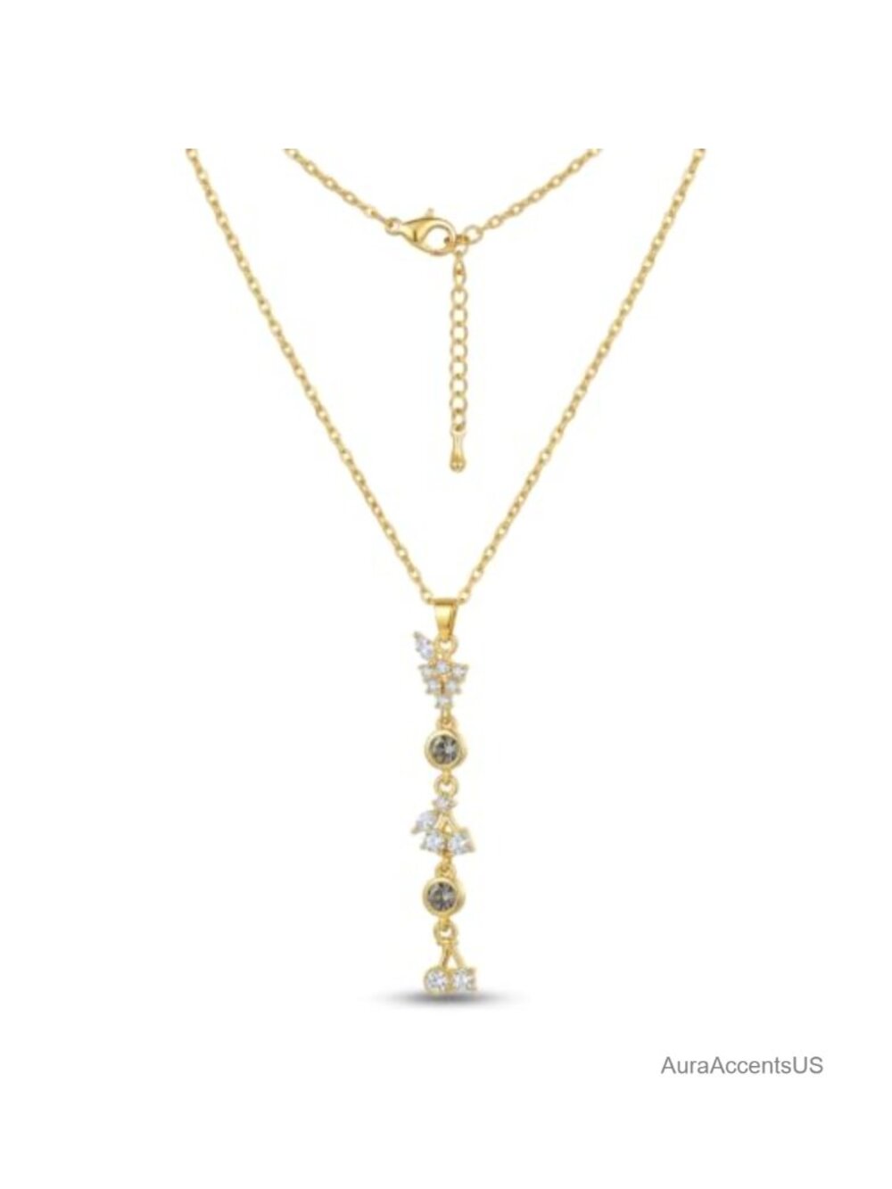 Oversized Pendant Necklace 14K Gold Plated Cubic Zirconia Drop